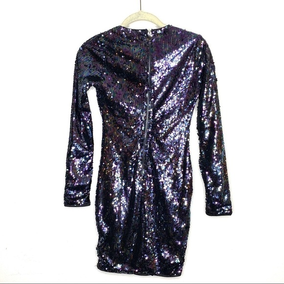 Lulus Lookin' Slick Black Multi Sequin Long Sleeve Bodycon Dress - Picture 7 of 9